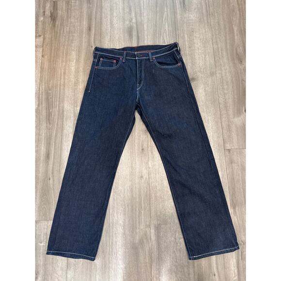 Levi's 569 Dark Blue w Red Stitching 100% Cotton Men's Size 34x32 - Picture 1 of 10